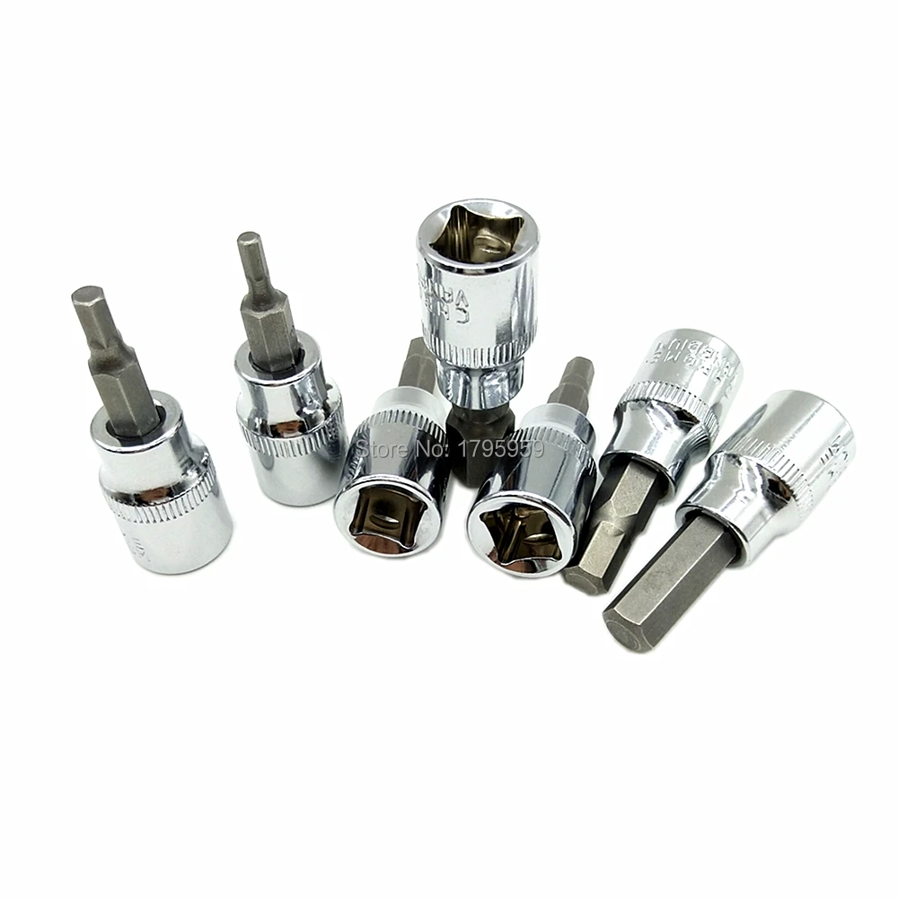 

7pc Hex Bit Socket 3/8" Square Drive Allen Key Wrench Tools Set H3 H4 H5 H6 H7 H8 H10 Impact Screwdriver Bit Socket 47mm Long