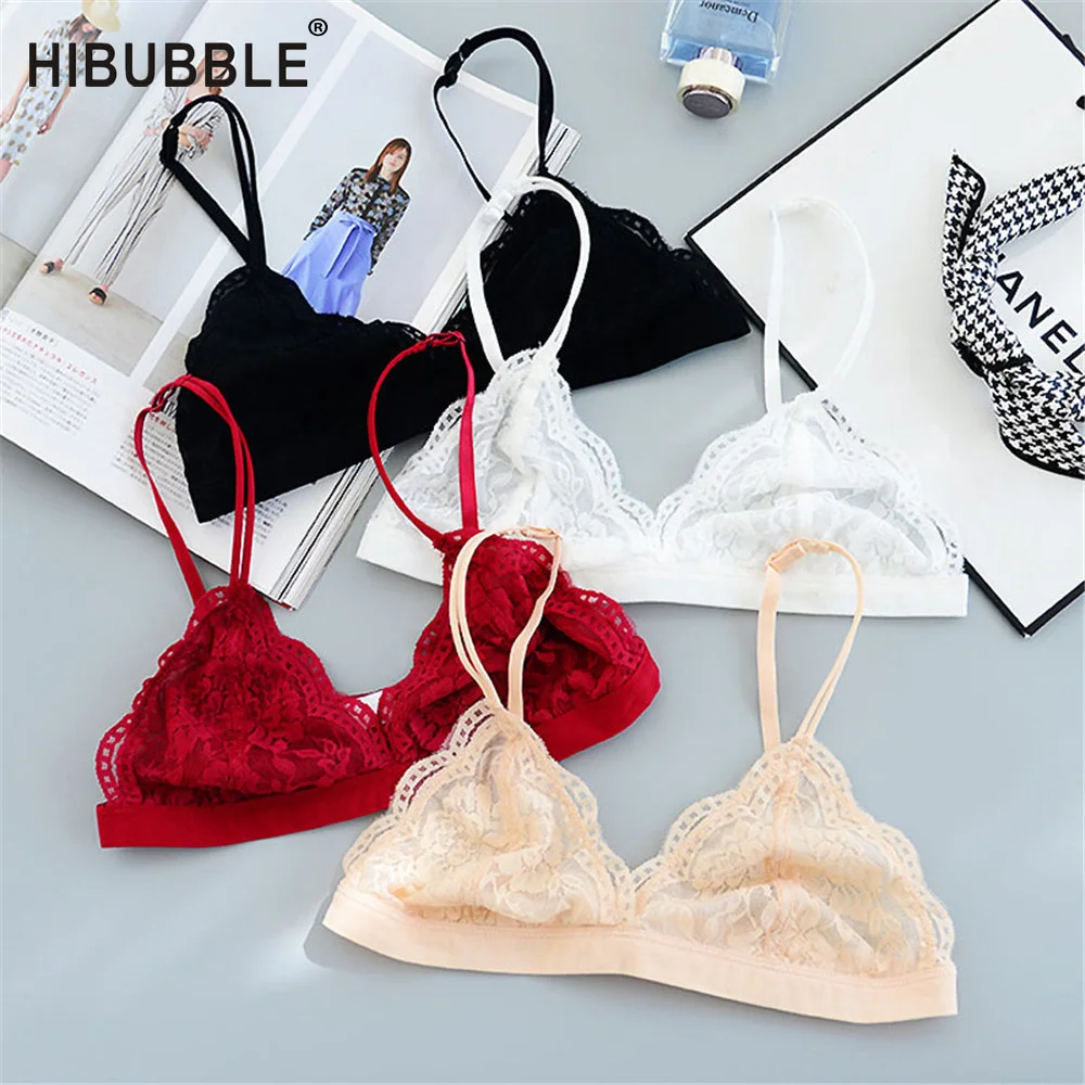 

Hibubble Breathable Thin Sexy Lace Bra Seamless Bralette Wire Free Push Up Bra Lingerie Bras For Women Soutien Gorge Crop Tops