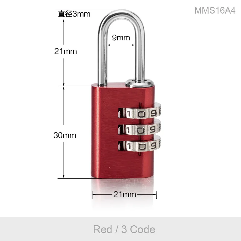 Высококачественный кодовый замок набор, переустанавливаемый Комбинированный Замок для Школьный шкафчик для сотрудников открытый Засов хранения паролей замки - Цвет: 3 wheel Red