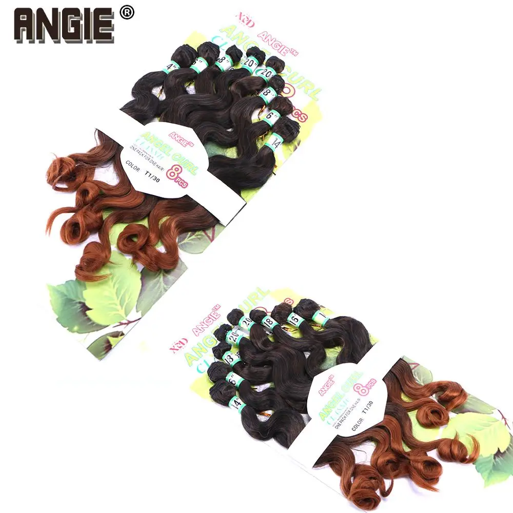 Angie 1" 16" 1" 20" завивка искусственных волос 8 шт./лот кудрявые пучки вьющихся волос, 200 г вьющиеся волосы для женщин