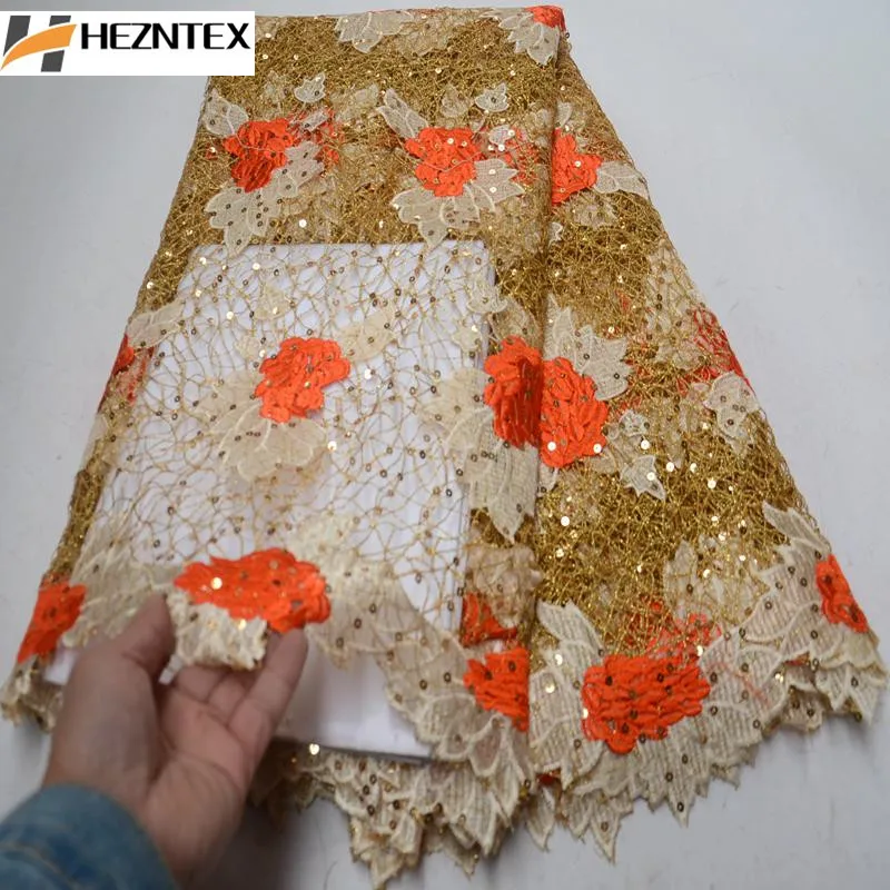 

5 yards/lot African Guipure Lace High Quality Nigerian Sequins Lace Fabric Embroidered Cord Laces For Party Dress PSA485-1