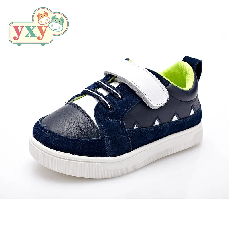 

YXY high quality Genuine pig Leather fashion sneakers shoes baby boys children girls hook&loop running kids casual shoes