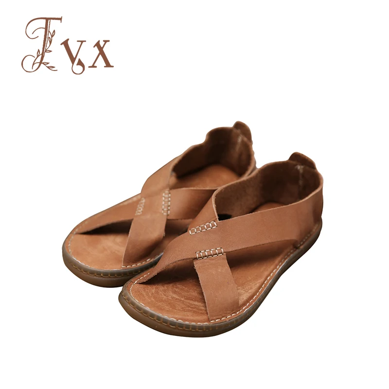 Tayunxing Handmade Genuine Leather Classic Men Sandals All Cow Leather Casual Comfort Breathable 188 5