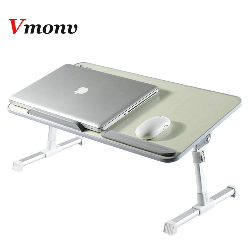 Vmonv طوي لاب توب محمول الجدول حامل دفاتر الملاحظات ل 11-17 بوصة الدفتري المحمول حامل للهاتف المحمول للمكتب والفراش مع التبريد مروحة قابل للتعديل...