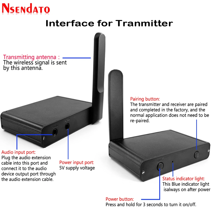 UHF Hifi Цифровой беспроводной аудио адаптер Музыка звук беспроводной Wifi передатчик приемник с 3,5 мм аудио кабель для iPad проектор