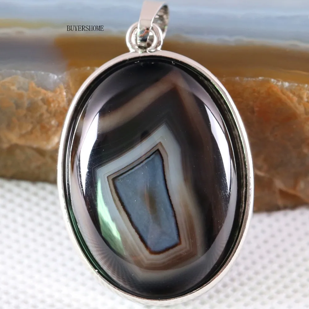 Серебристый Овальный натуральный камень из бисера черный veins onyx женское ожерелье кулон 1 шт K666
