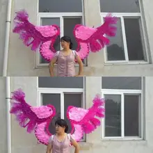 Изготовленные На Заказ высококачественные Красивые милые розовые крылья Ангела из перьев Свадебный сценический реквизит для мероприятий 140*200 см EMS