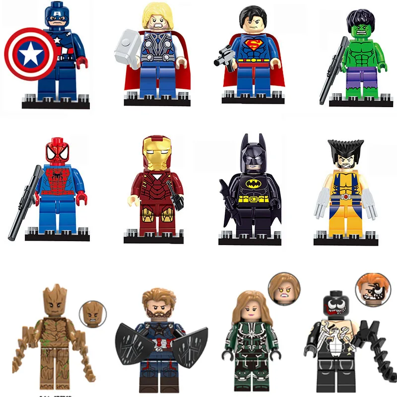 

Super Heroes Thanos Hulk Spiderman Guardians of the Galaxy Batman LEGOINGLY Marvel Avengers Building Blocks Toys Figures gift