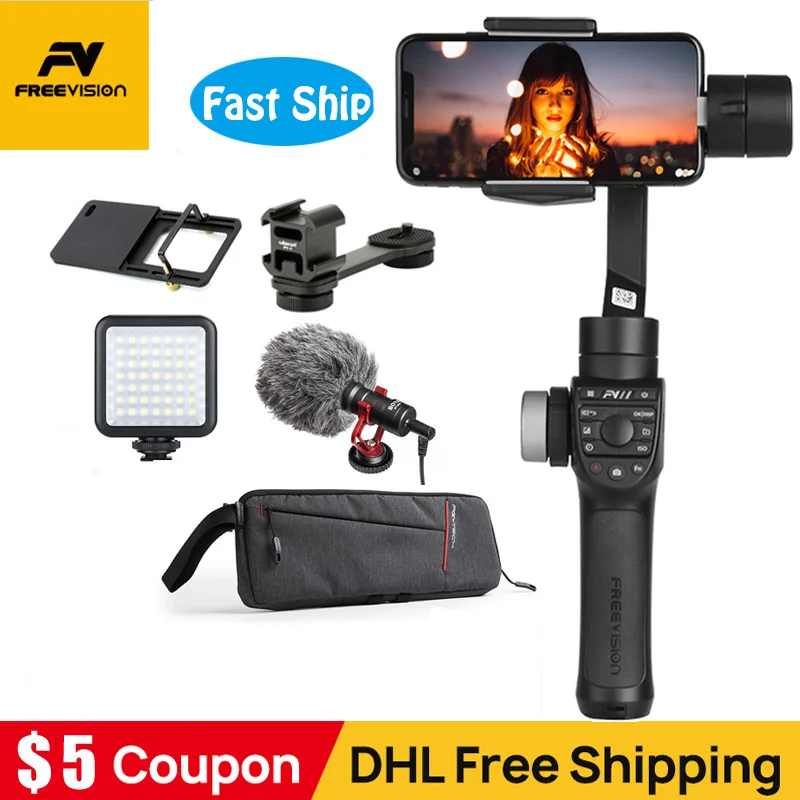 

Freevision Vilta M Pro 3-Axis Handheld Smartphone Gimbal Stabilizer for iPhone X 8Plus Samsung S9 S8 w DJI OSMO Action Camera yi