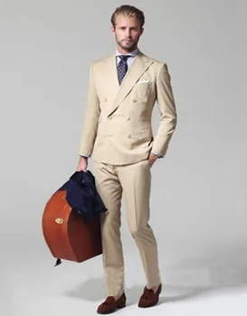 

2017 Double Breasted New Style Custom Made Men Suits Peak Lapel Three Pockets Costume Homme Slim Colote (Jacket+Pants)