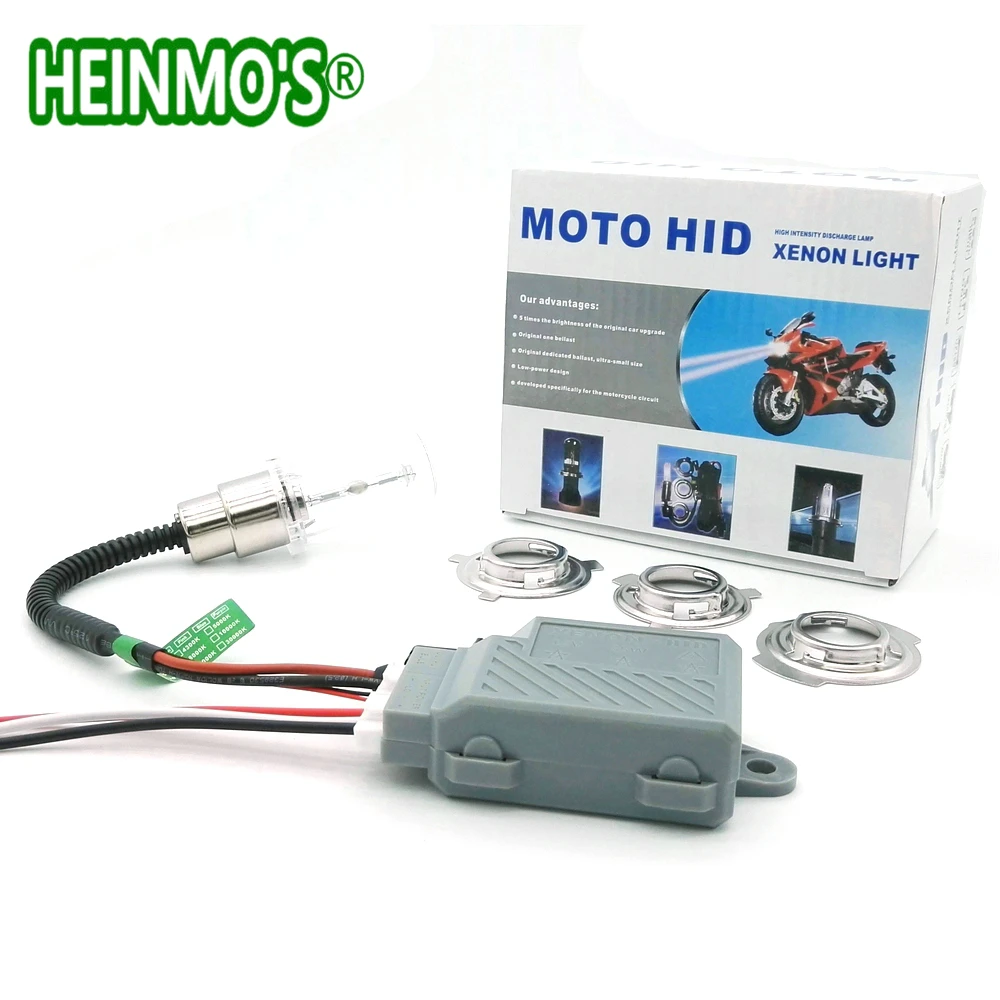 Motorcycle 35W HID Xenon Head Light Bulb Kit H4 HiLo Headlight Bulbs Moto HID Xenon lamp BA20D H6 4300K - 6000K 8000K Ballast (6)