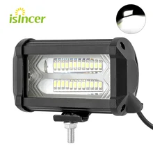 6D lampe de travail Led 5 pouces 72W 24 LED Offroad barre de lumière de travail pour camions 4x4 4WD SUV ATV 6000K projecteur lentille faisceau d'inondation 12V 24V