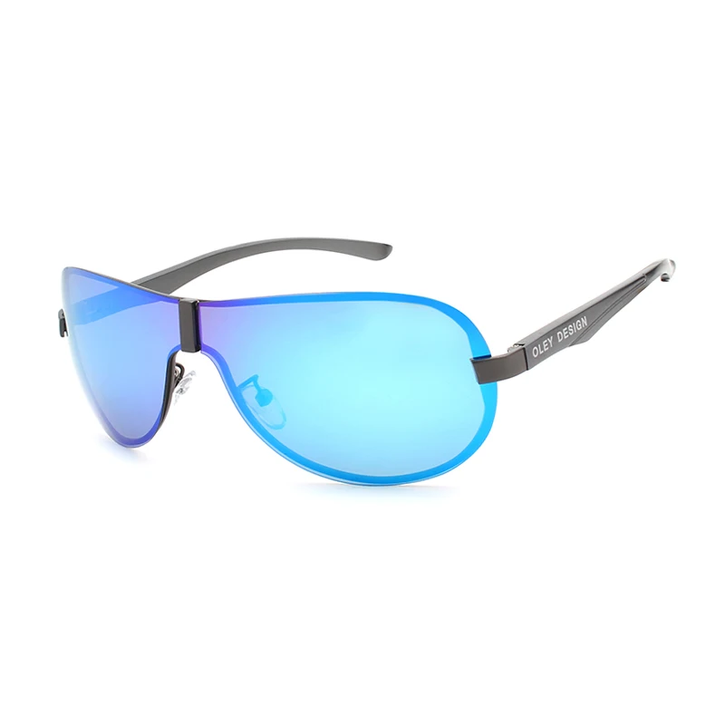 OLEY, брендовые Мужские поляризационные солнцезащитные очки, большая оправа, без полей, классические, пилот, солнцезащитные очки, для улицы, для вождения, с антибликовым покрытием, UV400, очки - Цвет линз: YA494 C4 Gun Blue