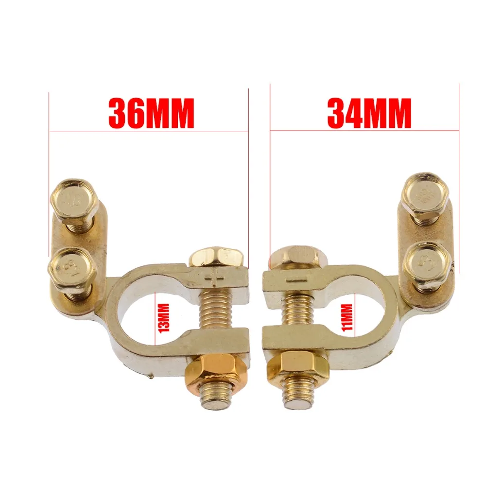 Новое поступление 1 пара металлические клеммы автомобильного аккумулятора зажим разъем 35 мм положительный 34 мм отрицательный маленький размер