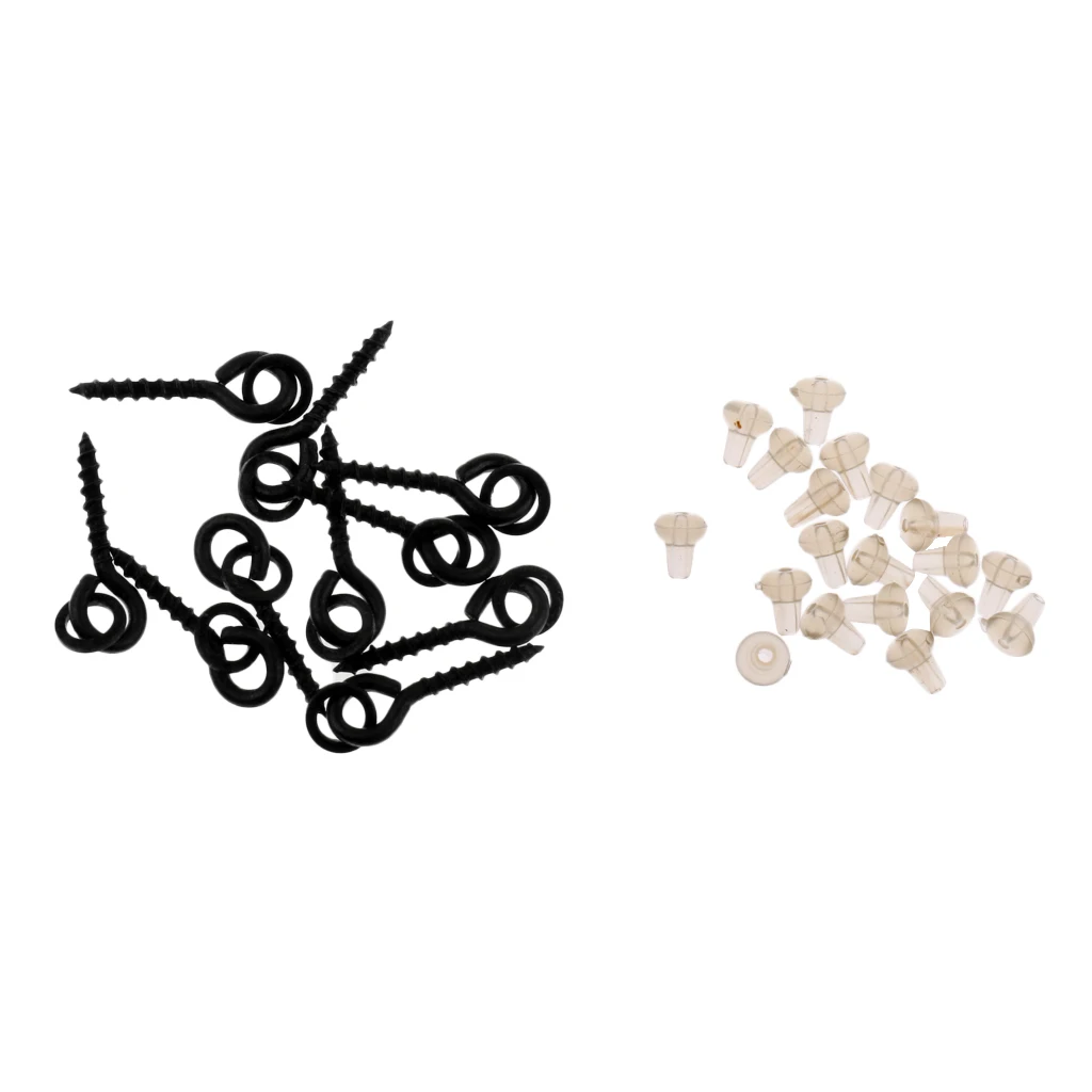 20 x Beads Hook Stops + 10 Pieces Bait Screws for Rigs Carp Fishing Terminal Tackle Set Carp Fishing Hook Stoper