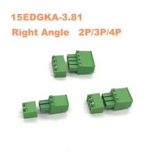 

50Set/Lot Pitch 3.81mm Right Angle 2P/3P/4P Screw Plug-in Terminal Block Pluggable Connector WJ15EDGKA 3.81mm Pitch 2p 3p 4p