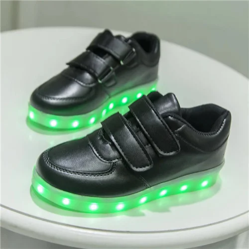 7 ipupas; детская светящаяся обувь для мальчиков и девочек; спортивная обувь для бега; Детские светящиеся кроссовки; модные кроссовки для маленьких детей; светодиодный кроссовки - Цвет: TXG02 Kid black