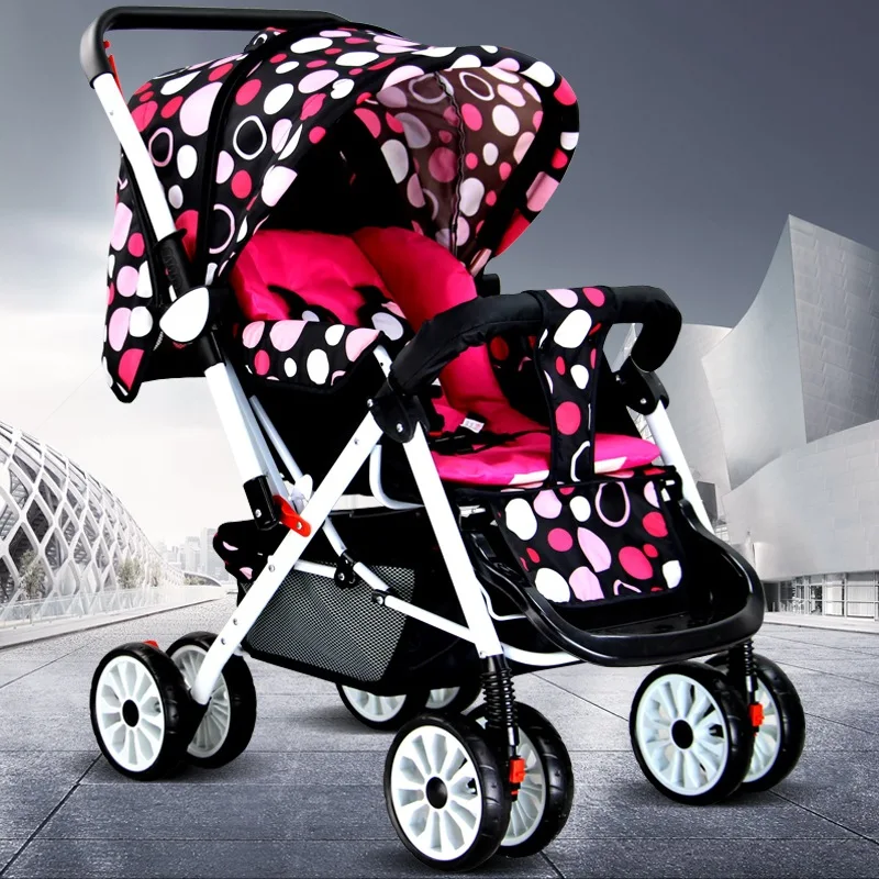 Портативная детская коляска с зонтиком для сидения и лежи, детская коляска для новорожденных, детская коляска с ручкой-трансформер для ног, детская коляска - Цвет: multi red