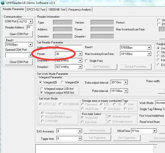 Reading distance setup tool