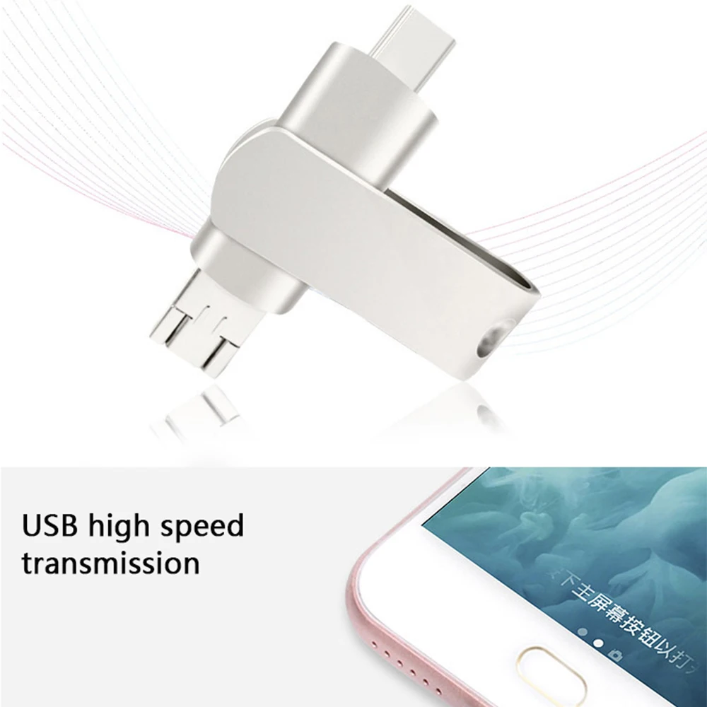 3in1 USB C Flash Drive 64GB for Android Phones Both Micro Type C Flash Drive for 5