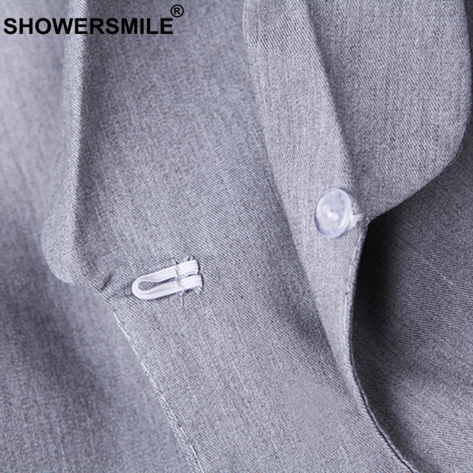SHOWERSMILE Short Vest Women Gray Blazer Cotton Sleeveless Jackets Female Office Uniform Slim solid Ladies Spring Autumn Gilet