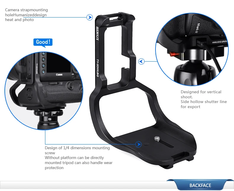 

TY-5DIIILBG SIRUI for Canon 5D3 5DIII with a vertical handle professional vertical L-shaped plate