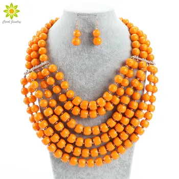 

Multilayer Necklace Jewelry New Fashion Classic Statement Necklace African Beads Necklace Earrings Set For Women