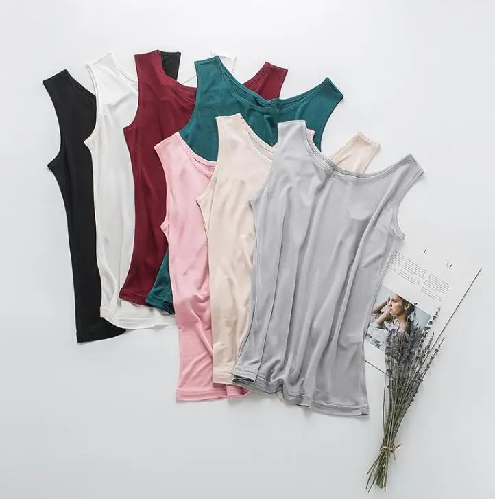 

Women's 50% Silk 50% Viscose Knit Sleeveless T-Shirts Vest Tank top 8 colors SG303