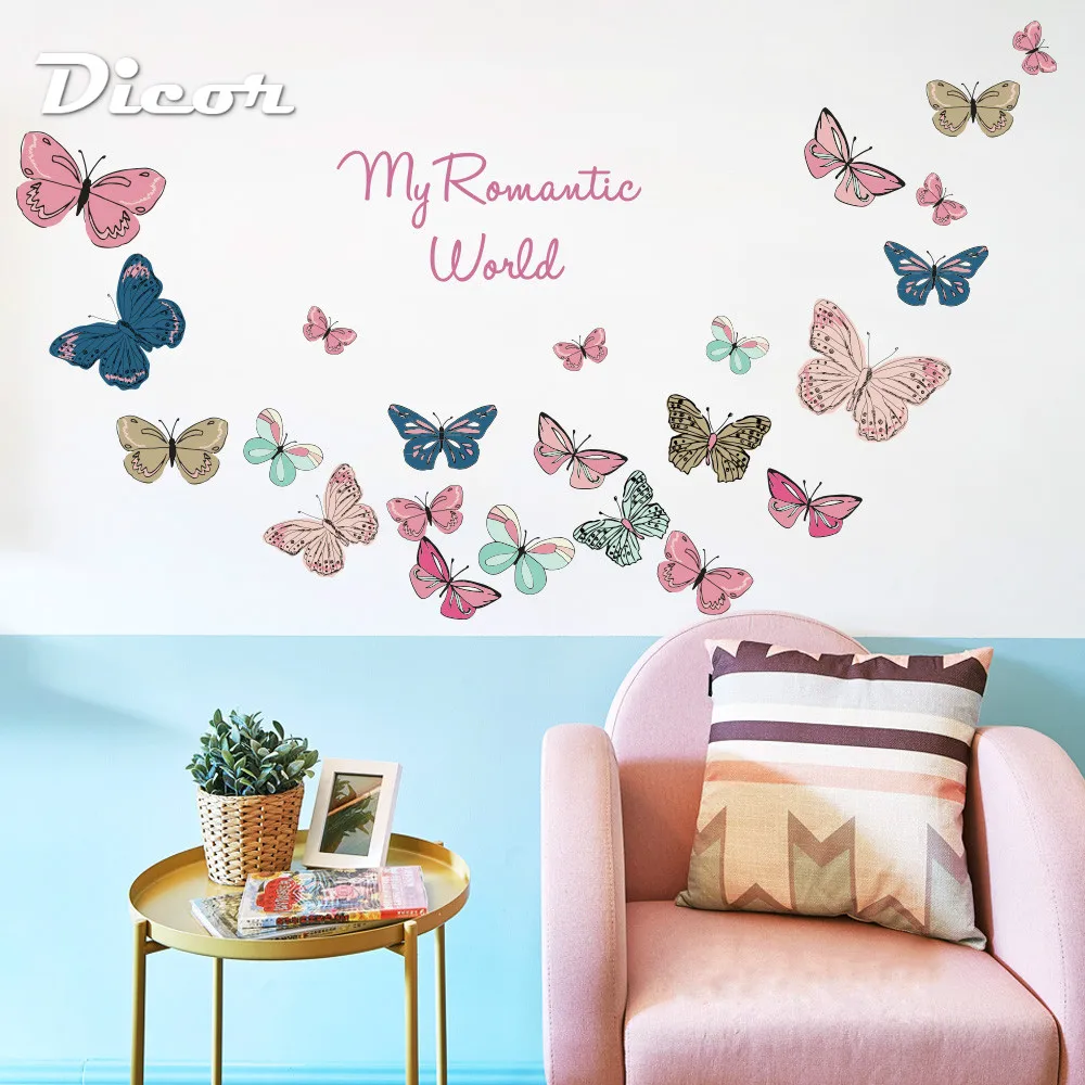 

2019 New Butterflies Wall Decal Sticker Home Decor DIY Removable Art Vinyl Mural For Refrigerator Kids Room Sliding Door QT737KJ