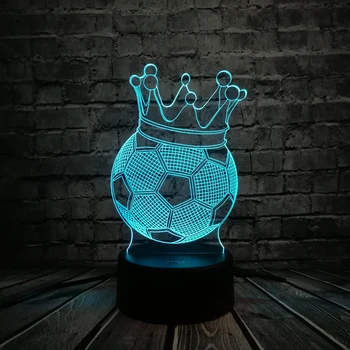 

2019 Creative Football Imperial Crown Throne 3D LED USB Lamp First Prize Sporting Boy Toy for Soccer Player Colorful Bulb Light