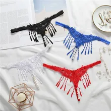 Сексуальные женские трусики с кисточками и жемчугом, массажные стринги, сексуальное нижнее белье, стринги верности, стринги для девушек, эротическое нижнее белье, трусы