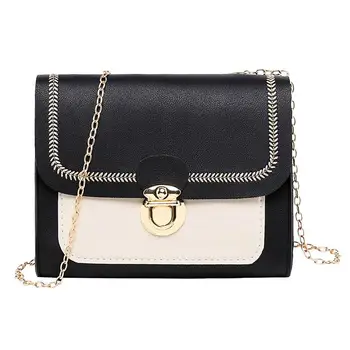 

Simple Leather Flap Bag Fashion Small Shoulder Bag Patchwork Cross Body Bag Chain Handbags Letter Purse Small Messenger Bag #20