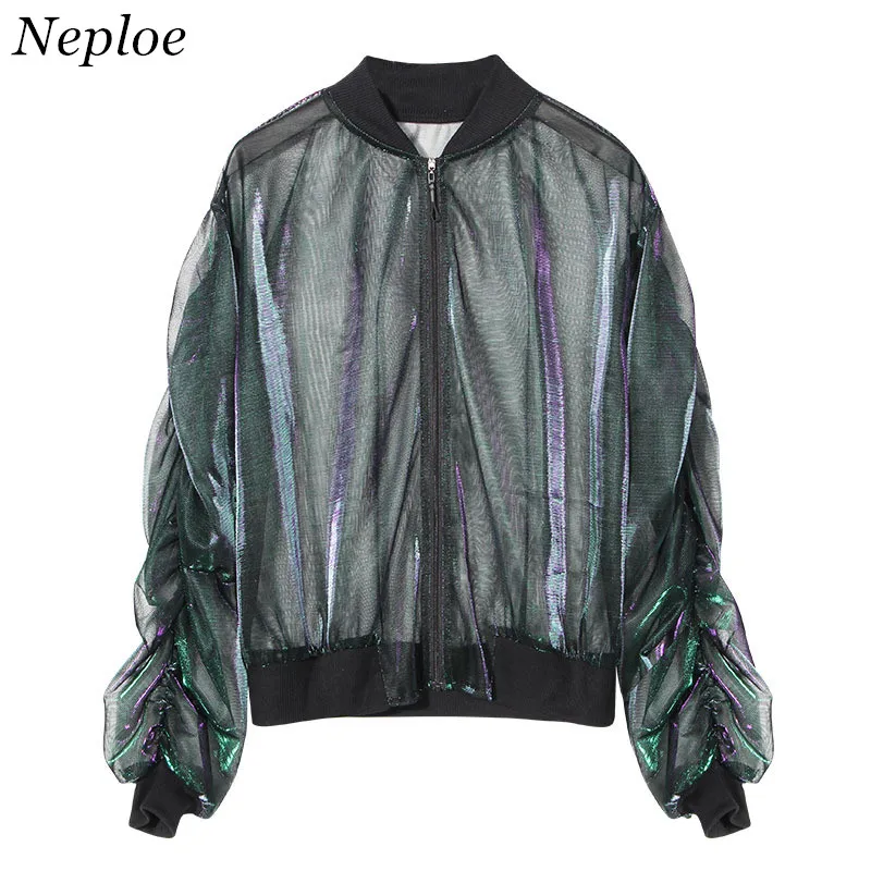 

Neploe 2018 European Casual Perspective Coat Spring Summer New Fashion Loose Jacket Long Sleeve Thin Female Outerwear 67200