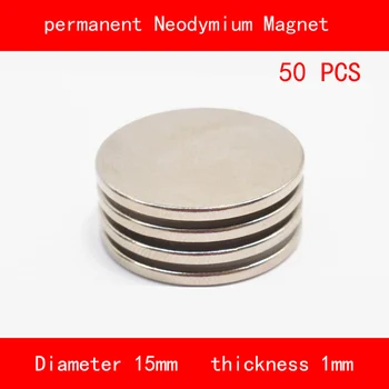 

50PCS round diameter 15mm thickness 1mm n35 Rare Earth strong NdFeB Neodymium Magnet for industrial DIY