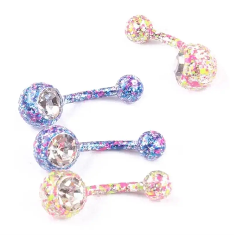 Beauty Rhinestone Belly Bars Jewellery Crystal Button Belly Navel Ring Gift
