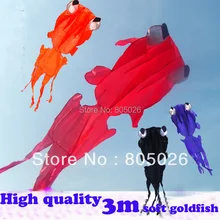 

free shipping high quality new design 3m soft goldfish kites with handle line outdoor toys weifang albatross kites octopus