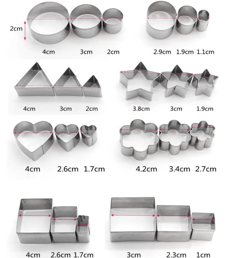 KHGDNOR 24 шт./компл. нержавеющая сталь формочки для печенья звезды сердце цветы круглой формы для печенья помадка глиняные ножи, выпечка формы
