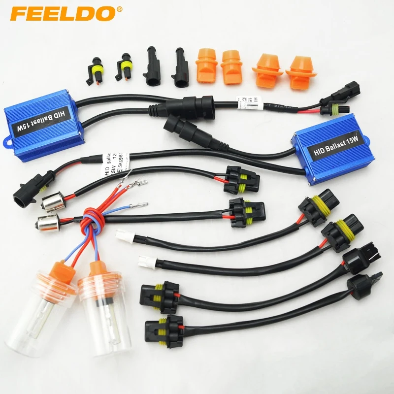 

FEELDO 1Set 30W T10 T15 T20 Car HID Xenon Reverse Light 2x Slim Ballasts + 2x HID Bulbs HID Backup Light 6000K