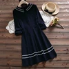 Mori girl vestidos 2022 spring new arrival preppy style sailor collar long sleeve cotton dress ► Photo 1/6