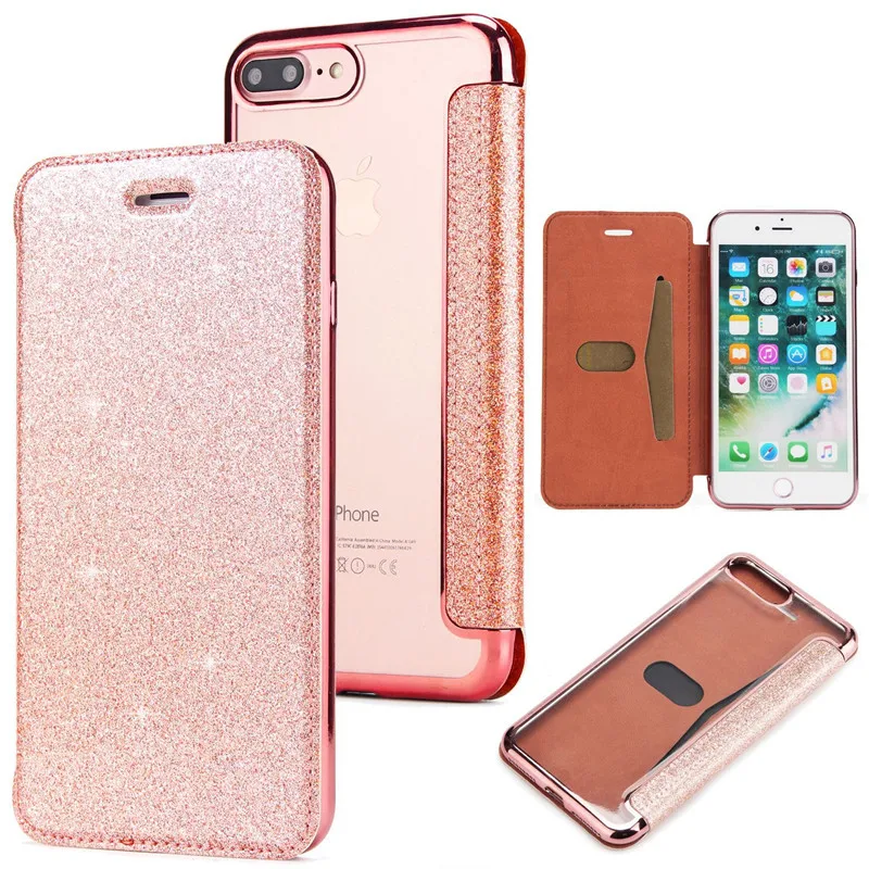 

Tikitaka Glitter Crystal Leather Cover For IphoneX MAX 8 Plus 6 6s 7Plus Wallet Case Card Holder Coque For IphoneX XS XR Funda