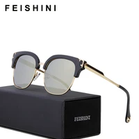 FEISHINI Brand Half Frame Sunglasses Unisex Polarized Women Square Fashion UV Protector HD Sun Glasses Mirror Fishings Female