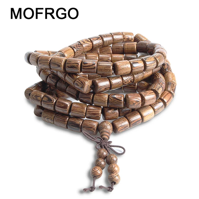 Mofrgo Natural Wenge Prayer 108 Beads Pride Mens Bracelets Charm Mofrgo Natural Wenge Prayer 108 Beads Pride Mens Bracelets Charm For Men And Women Wood