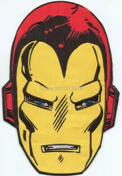 

10" LARGE IRON MAN HEAD LOGO BACK PATCH MARVEL COMICS TV Movie Series Uniform applique iron on badge Shirt/Cap/Sweater Jumbo