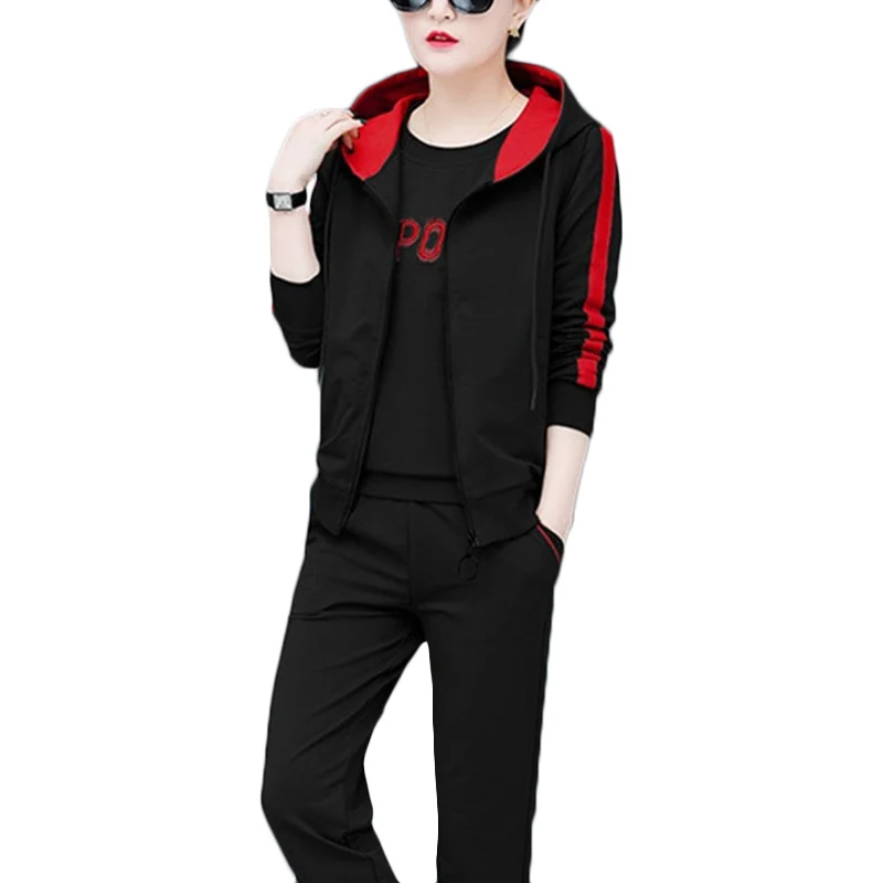 

New Spring Summer Sports Suit Women Korean Fashion Students Loose Running Sets Womens Plus size Casual Wear three Sets Tide F558