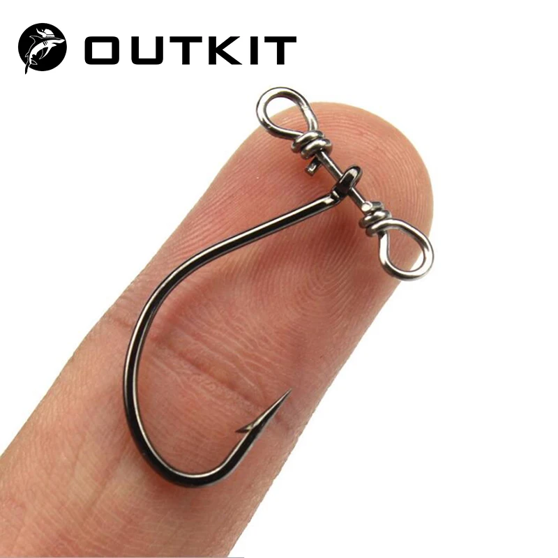 OUTKIT 10 шт. крючок для рыбалки с одной рукояткой, рыболовные крючки из высокоуглеродистой стали, острые рыболовные крючки для мягкой приманки, басы с балансом