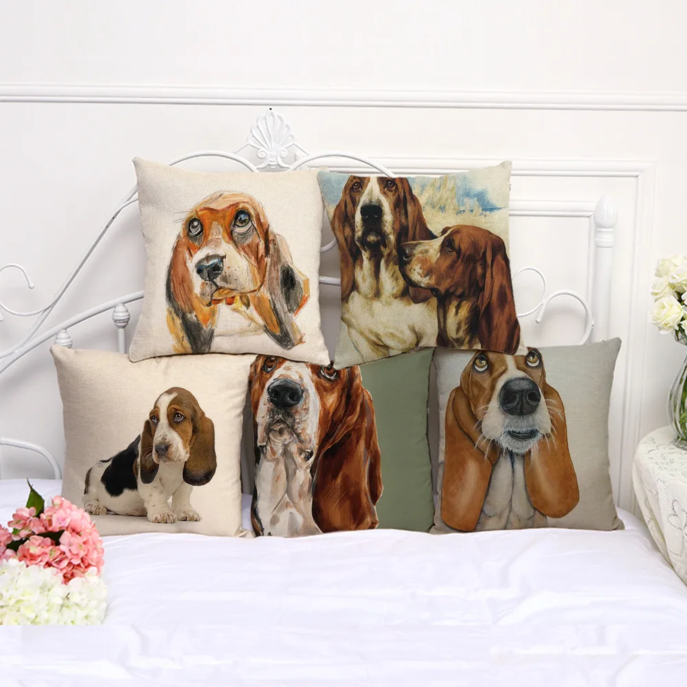 

Pug Pop Dog Cushion Cover Decorative Throw Pillows Colorul French BullDog Watercolor Pattern Cotton Linen Cushion Bull Terrier