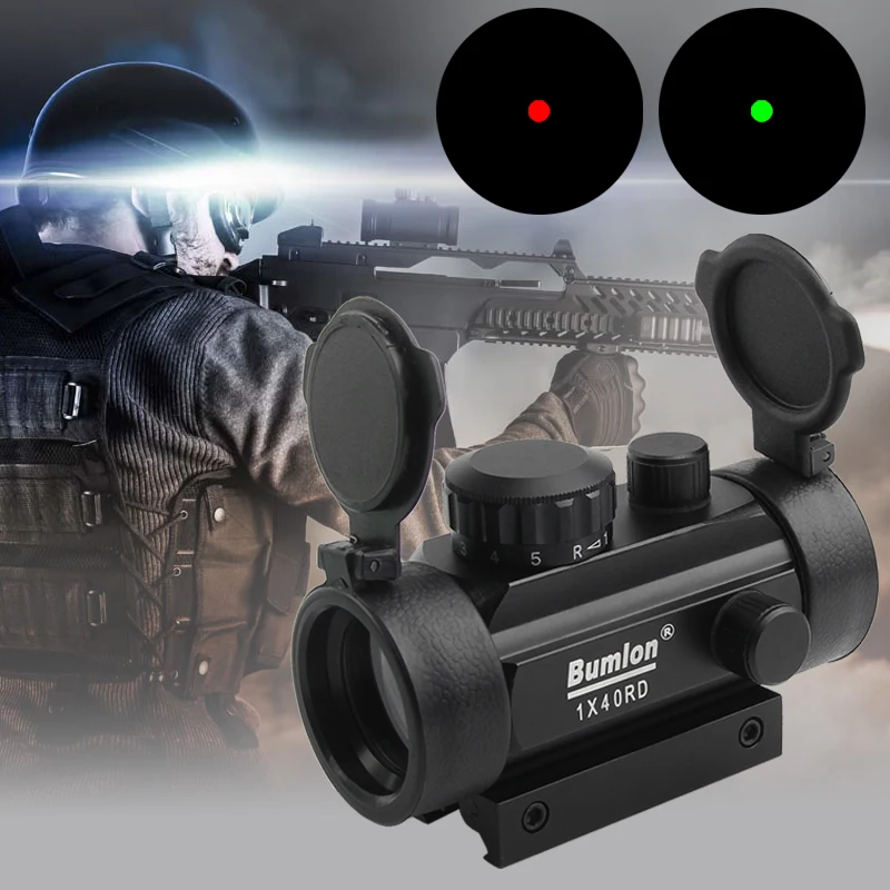 

Tactical Hunting Holographic 1 x 40mm Airsoft Red Green Dot Sight Rifle Scope 11 and 20mm Weaver Rail Mount Free Shipping 5-0025