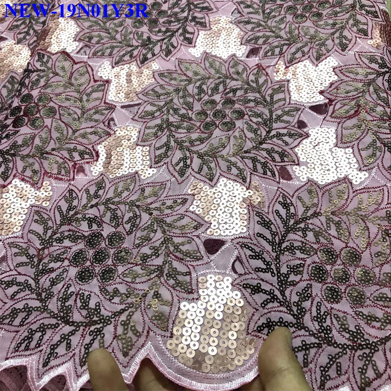 Модная вышивка Африканский шнур французская органза кружевная ткань в нигерийском стиле Тюлевое французское кружево ткань с блестками для женщин платье MNA01
