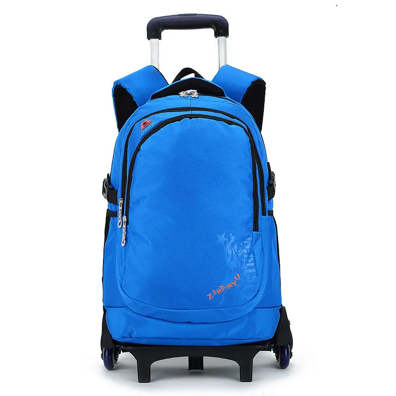 Последние съемные детские школьные сумки с 3 колесами лестницы дети большой мальчик школьный ранец на колесиках чемодан книга сумки рюкзак с колесиками - Цвет: BLUE