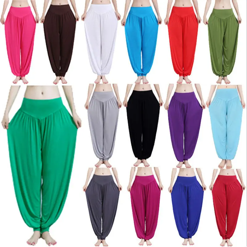 XXL размера плюс спортивные женские штаны для йоги цветные шаровары Модальные шаровары для танцев йоги тайчи длинные штаны гладкие леггинсы брюки